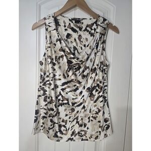 St. John Animal‎ Print silk blend cowl neck tank top size M